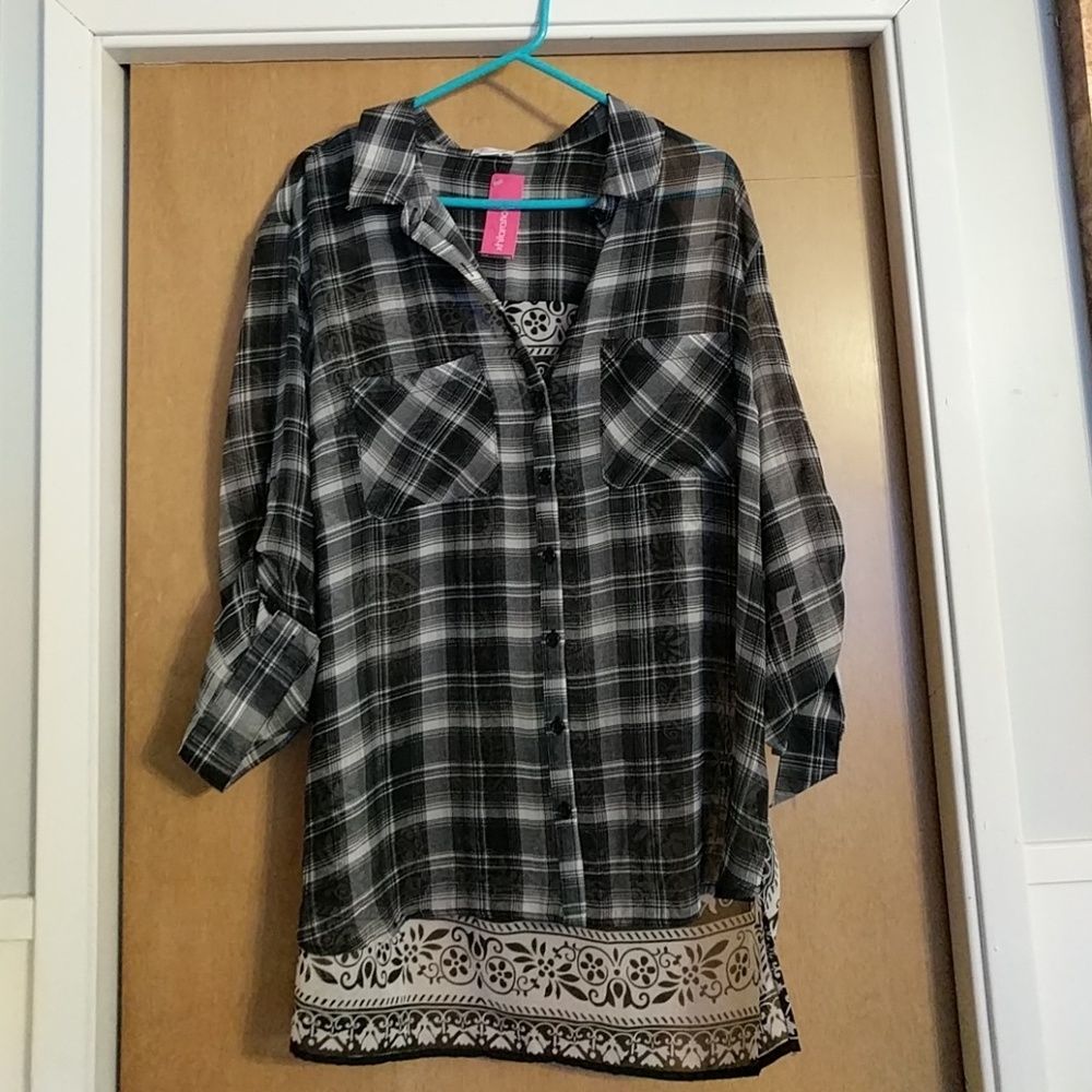 Button up plaid mandala